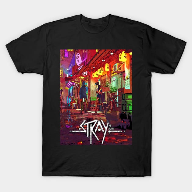 stray cat video gaming T-Shirt by Color-Lab